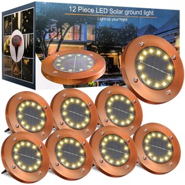 JKIMK Solar Ground Lights Outdoor Waterproof Flat Garden Solar Disk Lights Floor 12 LED 8 Pack for Garden Patio Pathway Landscape Driveway Yard Path Decor
