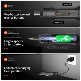 BAIQI Mini Electric Screwdriver Set,3.6V 800 MAH USB-C Rechargeable Cordless Rotary Tool With 20 pcs Bits Set For Install or Repair