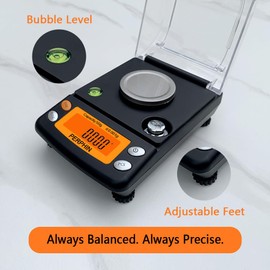 TOPWEIGH Milligram Scale, Dual Powered, Large Display, mg Scale, Adjustable Feet, 50g x 0.001g -Black, Digital Powder Scale, Level Bubble, Accurate and Sensitive
