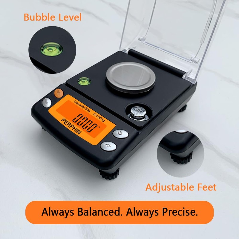 TOPWEIGH Milligram Scale, Dual Powered, Large Display, mg Scale, Adjustable