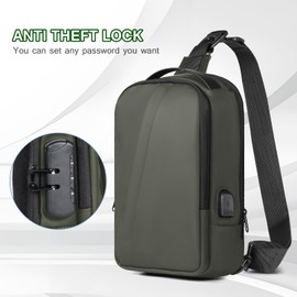 VALUEQLO Sling Bag for Men Anti Theft Crossbody Bag for Women Sling Backpack with USB Charging Port for Travel, Green