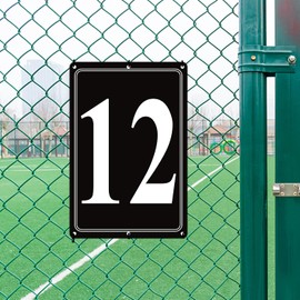 i-CowFun Premium Aluminum Number Signs 12, Metal 12" X 8" Black Numbered Signs Outdoor for Parking Lots, Floor, Dock, Court, Aisle, Field, High Visibility, No Fade, Weather-resistant