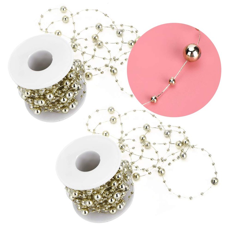 Yosoo Guirnalda de Perlas, 2 Piezas Hilo de Perlas Doradas