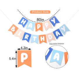 Bandera azul marino, café, naranja, feliz cumpleaños, decoración de fiesta de cumpleaños para niños, guirnalda de feliz cumpleaños inspirada en azul, decoración de primer cumpleaños para niños, fondo