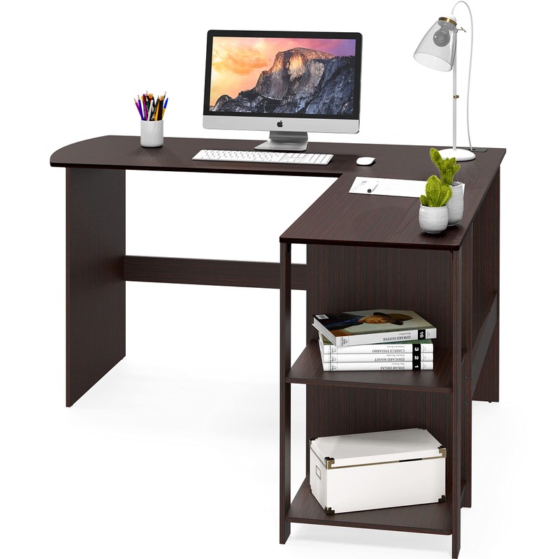 SHW 51 x 51 Inches L-Shaped Home Office Wood Corner