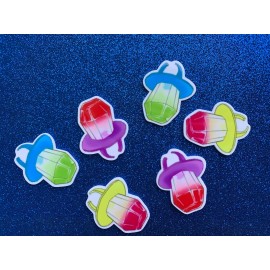 6pc. Ring Pop, Candy Lollipop, Rainbow Candy, Planar Flat Back, Bow Center,