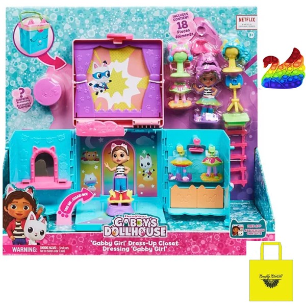 Everydaze Essentials Everydaze Everydaze Essentials Gabby Dress-Up Closet Portable Playset with a Doll, and Accessories~Comes with Rainbow Pop Itz, EE Lucy Loopsie Tote
