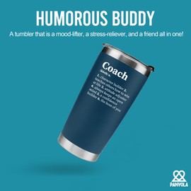 Coach Noun Definition Vacuum Insulated Tumbler Navy Coach Gifts Sports Team Manager Office Boss Appreciation Inspirational Stainless Steel with Removable Lid Drinkware (20 oz)