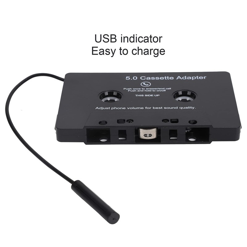 Bluetooth Cassette Adapter, Built‑in Microphone Bluetooth 5.0 MP3 Player LED