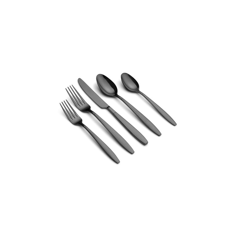 Cambridge 514445GZR Mathison Black Sand/Mirror 45-Piece Flatware Set