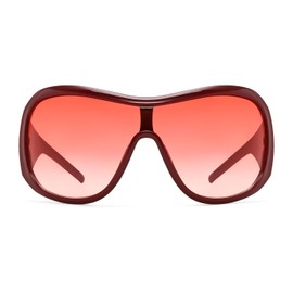 Trendy Oversized Sunglasses For Women Men, Big Tinted Funky Wrap Around Sunglasses Apres Ski Shield Cool Shades (Red-Grey)