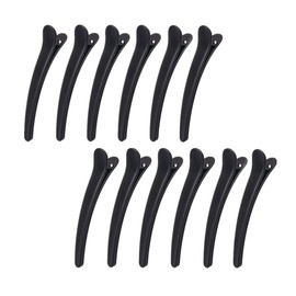 Hair Clips for Styling, FXBLING 12 PCS Non-Slip Black Plastic Duckbill Alligator Hair Barrettes Pins for Women, Baby Kids and Girls (3.1")