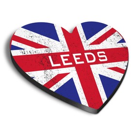 1x Heart MDF Magnet 6cm - Leeds England Flag Circle - Fridge Locker Office Whiteboard Toolbox #59472