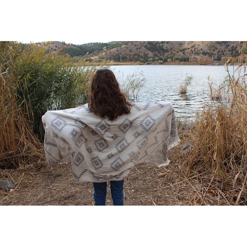 Bersuse 100% Cotton - Teotihuacan Turkish Towel - Silver Grey