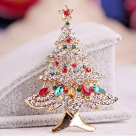 Unbranded Christmas Tree Colorful Ornaments Crystal Rhinestone Pin with Gold Bag - VIDEO