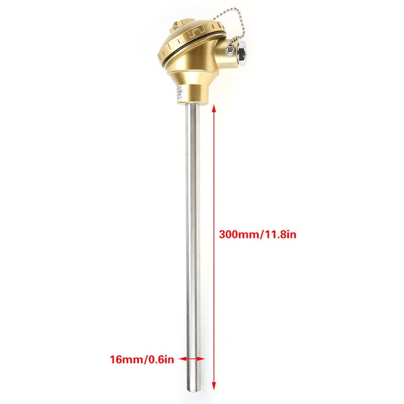 K Type Stainless Steel Probe Thermocouple Temperature Sensor 0-1300℃ (300mm)