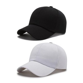 SAIIURV 2 Pcs White Black Baseball Cap Hats for Men Women Cotton Baseball Caps Sun Hats Breathable Adjustable Black Cap White Baseball Caps for Men Women (UK, Alpha, One Size, 2 Pcs)