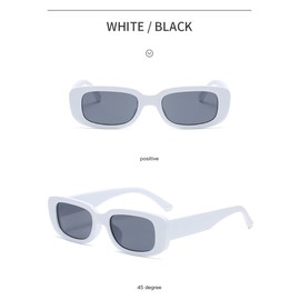 MG.Haus Sunglasses Women's Vintage Rectangular Sunglasses 90s Retro Slim Glasses UV400 Protection Sunglasses Small Rectangular Sunglasses for Women Men Unisex, White