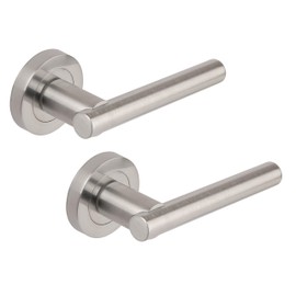 Excel Sultan Passage Door Handles on Round Rose, Satin Chrome