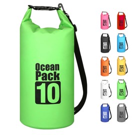 MORAINJAY 2024 New Dry Bag Waterproof Bag, 2L/5L/10L/15L/20L/30L Waterproof Pack Sack with Adjustable Shoulder Strap, Waterproof Backpack, Waterproof Duffel Bag for Swimming, Green, luggage tag