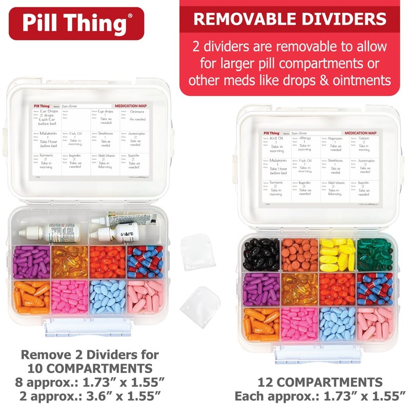 20 Compartment Large Pill Case with Airtight Seal - Silicone