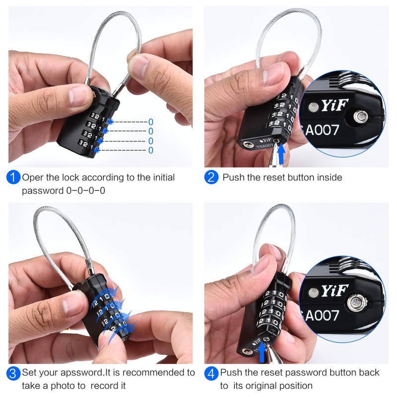 Diyife TSA Luggage Locks with 14 cm Flexible Cable, 4-Digit