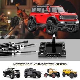 OGRC 7 in 1 Multifunctional RC Car Work Stand RC Repair Stand with 7Pcs Screwdrivers and 1/24 RC Screw Kit for AXIAL SCX24 AX24 1/24 RC Car (Black)