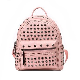Miniministore Studded Rucksack, Women's, Fashionable, Korean Fashion, Women's, Faux Leather, Mini Bag, Adult Cute, Backpack, Small, Punk Rock Style Bag, pale pink