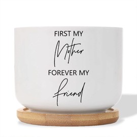 DecStic First My Mother Forever My Friend Ceramic Planters Bible Verse Flower Pots for Indoor Plants with Drainage Holes and Saucers Pot for Outdoor Garden Home Plant