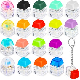 Hoarost 18 Pcs Mini Keyboard Keychain Multicolor Keyboard Finger Clicker Toy Funny Keyboard Button Keychain for Adult and Kids to Pass The Boring Time Party Supplies