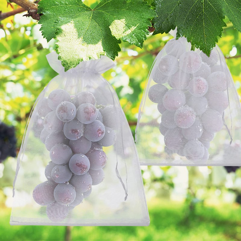 50 Pcs Fruit Protection Bags, 8x12 White Fruit Netting Bags