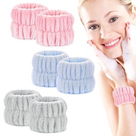 3 Pairs Wrist Bands for Washing Face, Absorbent Wristbands Sweatband for Women, Prevent Liquid from Spilling Down Your Arms - Fashion Elastic Wrist Towels for Yoga Spa Shower Makeup Wykodra
