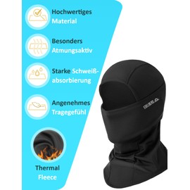 EDELBERG Balaclava - Warm Balaclava - Extremely Windproof Ski Mask - Men and Women - Balaclava Ski Hat Ski Mask Accessories Bicycle Motorcycle, black