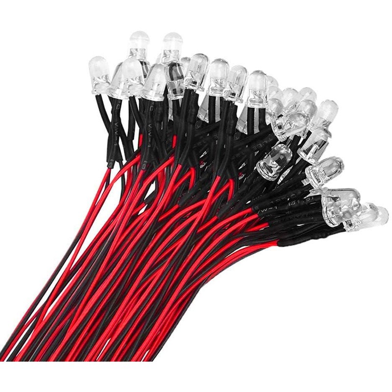 HUAZIZ Pack of 100 Pre-Wired LED, Diode Light, 12 V