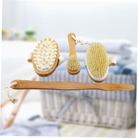 FOMIYES Soft Bristle Brush Set Natural Bristle Body Brush for Skin Health Improve Blood Circulation Wooden Handle