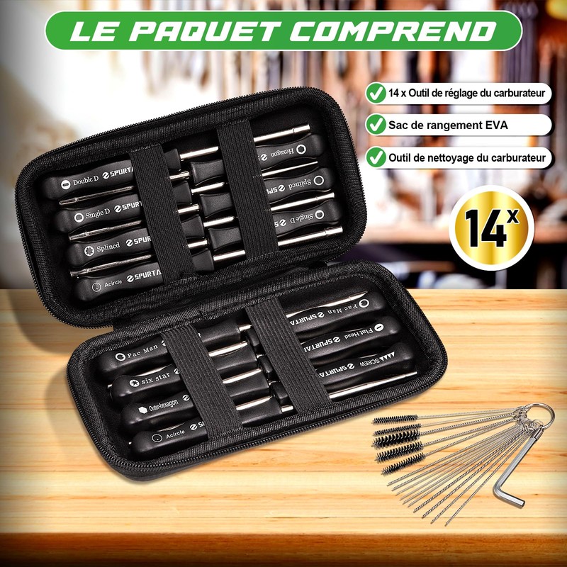 Spurtar 14pcs Carburetor Adjustment Tool with Carburetor Cleaning Kit