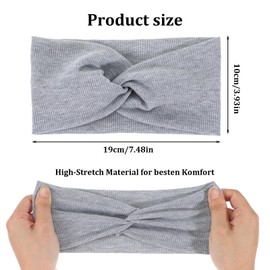 TIESOME Extra Wide Headbands For Women, 7 inch 4 Pcs Large Turban Headbands Twist Knotted Stretchy Wraps Boho Head Bands Non Slip Hair Bands for Women's Hair