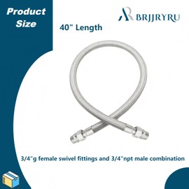 Industrial-Grade Stainless Steel 3/4" Compressor Jumper Hose, 3/4" NPT male，40" Length，750°F，450 PSI，Both Sides Fittings Rotate Freely