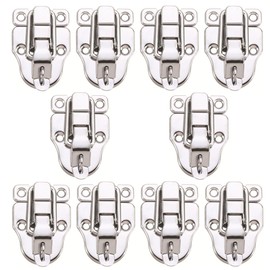 10Pack Metal Duckbilled Box Hasp Lock Toggle Latch Catch for Wooden Case Boxes Toolbox Silver