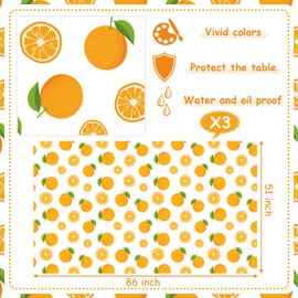 Tudomro Little Cutie Party Tablecover, Fruit Orange Tablecloth for Cutie is on The Way Birthday Party, Baby Shower, Summer Outdoor Picnics, Sweet Baby Parties Decorations(3 Pieces)