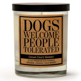 Funny Dog Candles Gifts for Women, Men, Dog Lovers, Pet Candle for Home, House, Dog Mom Gifts, Pet Mom, Fur Mamas, Dog Dads, Foster, Rescue, Adoption Pet Families (Dogs Welcome, People Tolerated)