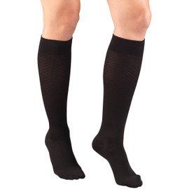 Truform Compression Socks, 15-20 mmHg, Women's Dress Socks, Knee High Over Calf Length, Medium,Black Diamond Knit,1976BL-M