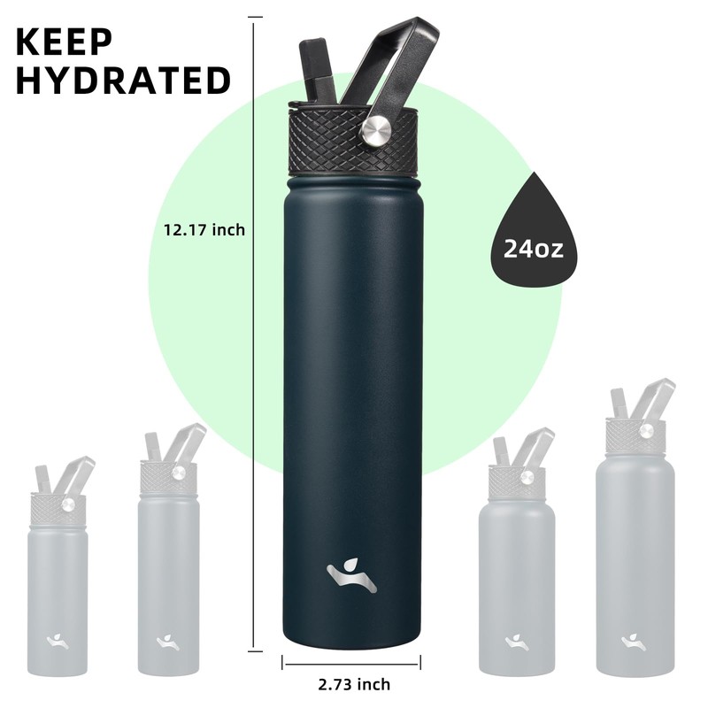 Konokyo Insulated Water Bottle 24oz Stainless Steel Sport Bottles with