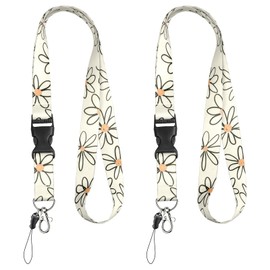 Uniclife 2 Pack Cute Lanyards for Neck, ID Card Lanyard for Women, Quick Release Neck Lanyard for ID Badge Card Holder Accessories, Detachable Keychain Strap with Hanging Rope and Metal Clip White