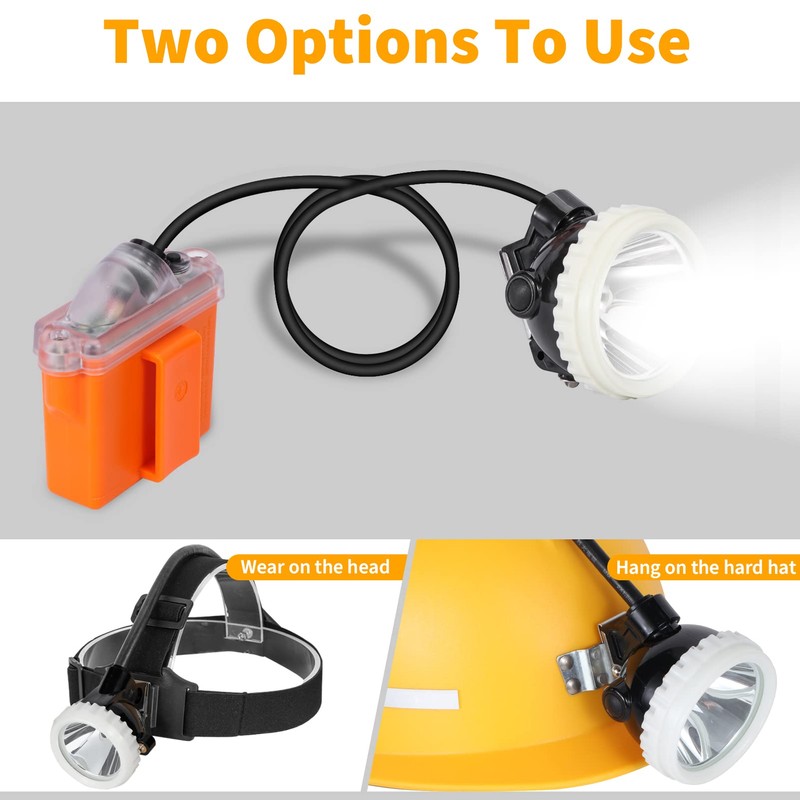 Super Bright Rechargeable Mining Headlamp, 1+2 LED Hard Hat Light,