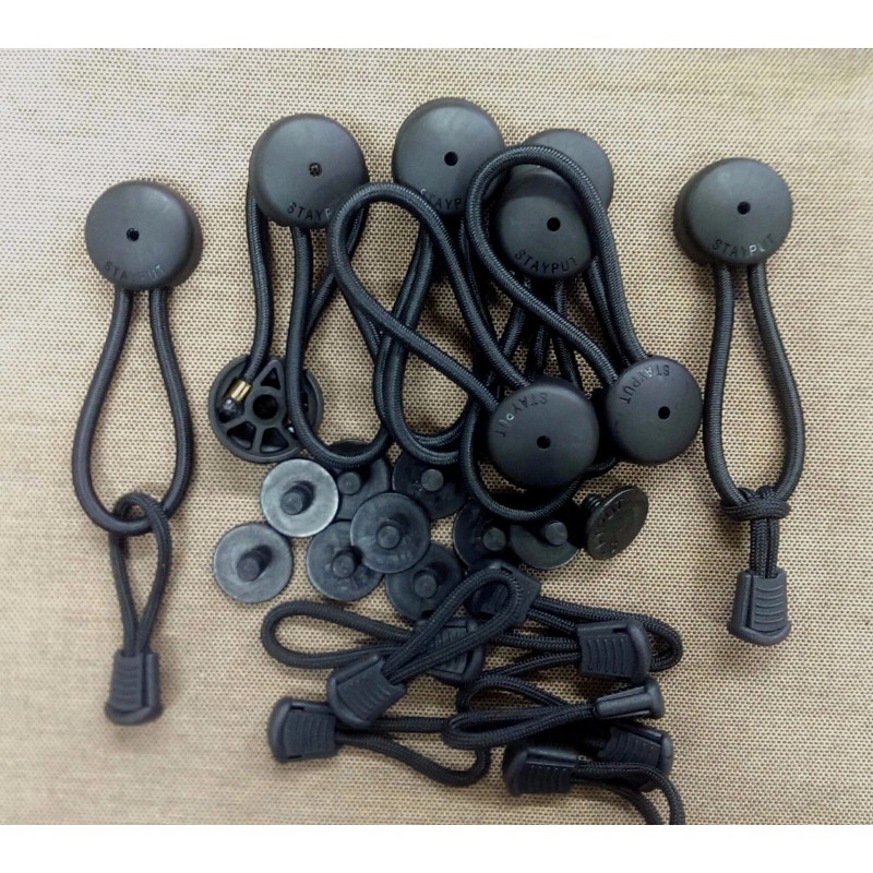 STAYPUT 10 BLACK STAYPUT Bungee Shock Cord Clip Loops Boat