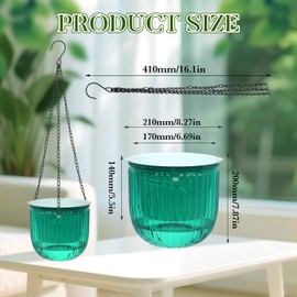 VIDELLY 2 Pieces Self Watering Hanging Planter for Indoor Plants,8.3" Outdoor Hanging Planters Flower Pots Basket with Hooks Drainage Holes for Indoor Outdoor Hanging Planters Garden Balcony,8.3inch