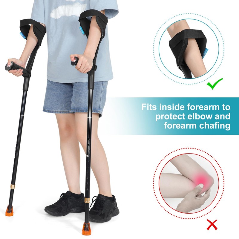 Antdvao Forearm Crutches Pads(x4 Units), Elastic Crutches Padding for The
