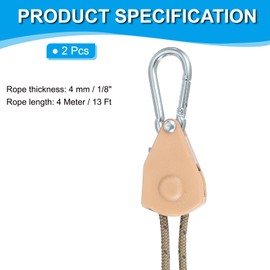 PATIKIL 4 Pcs Adjustable Rope Hanger, 1/8" x 13ft Ratchet Grow Light Hangers Reflective Reinforced Internal Gear Ratchets for Hanging Kayaking, Yellow