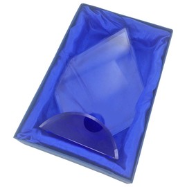 Customizable 7 Inch Arrowhead Optical Crystal Award with Blue Base with Personalization